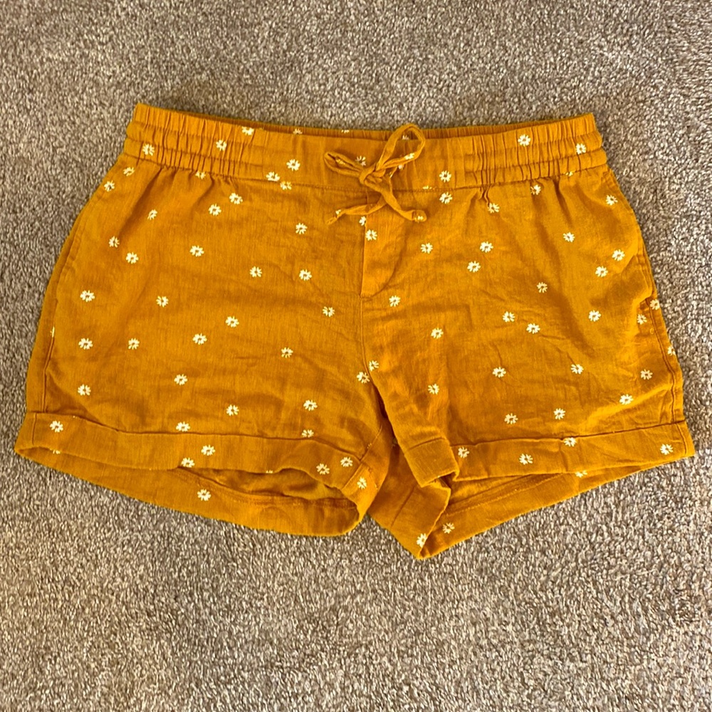 Yellow Linen Shorts
